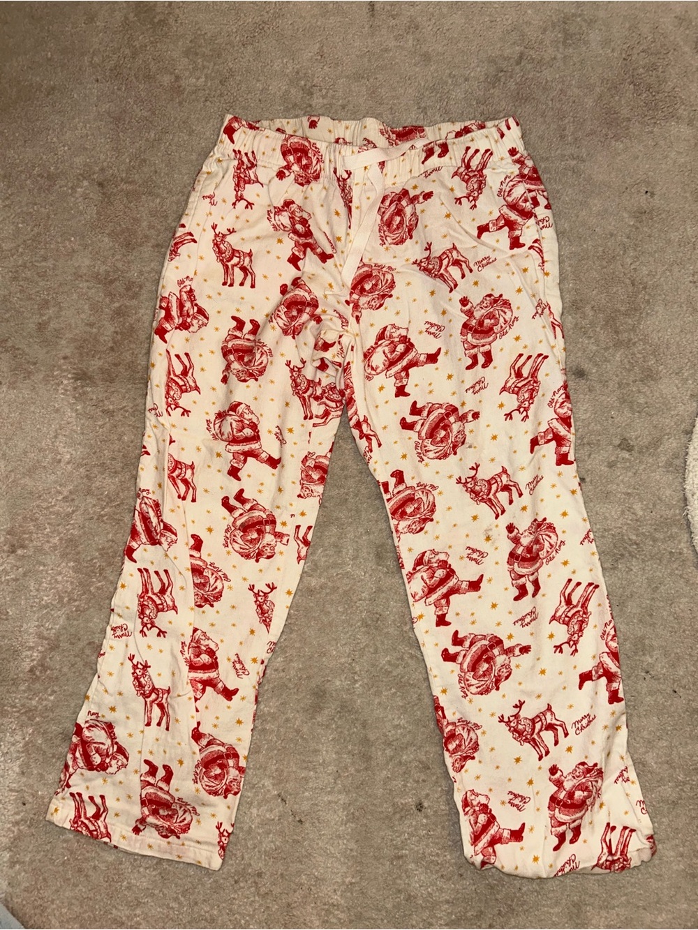 Red Santa Print Pajama Bottoms